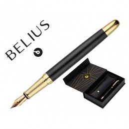 PLUMA BELIUS PASIION DOR NEGRO Y DORADO TINTA AZUL