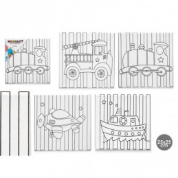 LIENZO 25X25CM ANIMALES+TEMPERAS SET