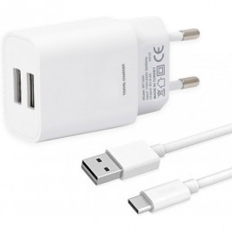 CARGADOR DE VIAJE CON CABLE MICRO USB 2 PUERTOS