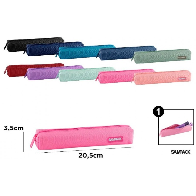 ESTUCHE UNA CREMALLERA 20.5x3.5x4CM COLORES SURTID