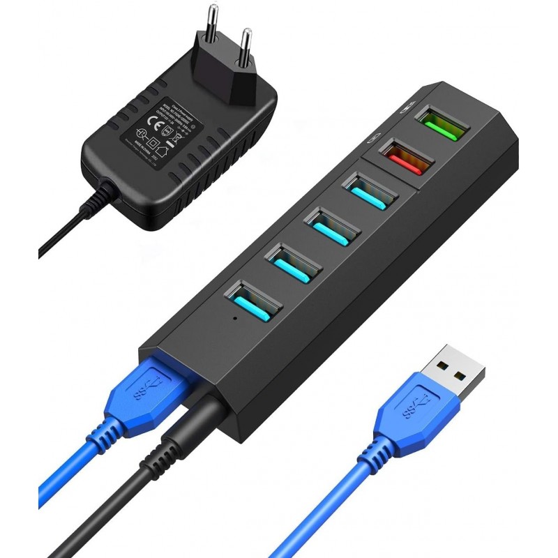 HUBS USB 3.0 6 EN 1 CON ALIMENTACIÓN EXTERNA 5GBPS