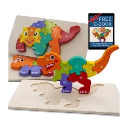 PUZZLE MADERA DINOSAURIO NUMEROS 40x23
