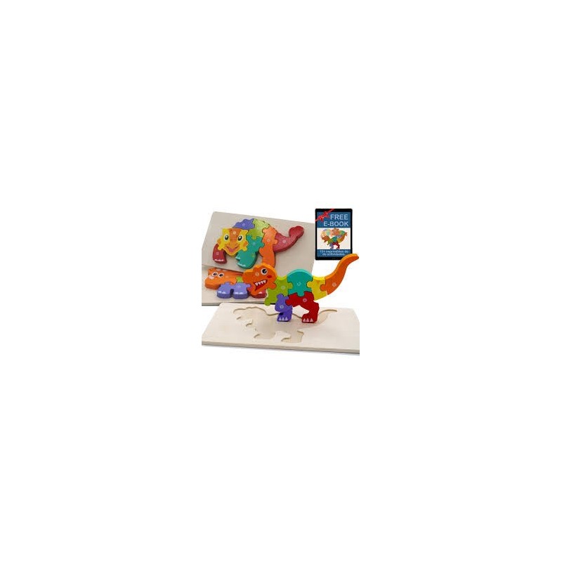 PUZZLE MADERA DINOSAURIO NUMEROS 40x23