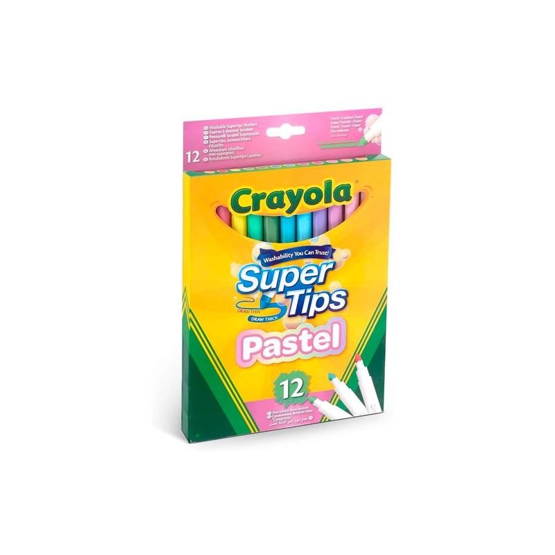 ROTULADOR CRAYOLA SUPER PUNTA 12 COLORES PASTEL