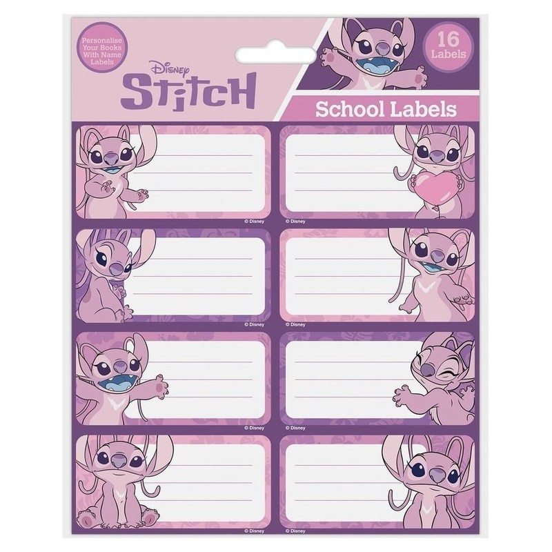 ETIQUETA ESCOLAR DISNEY STITCH ANGEL 16 UDS