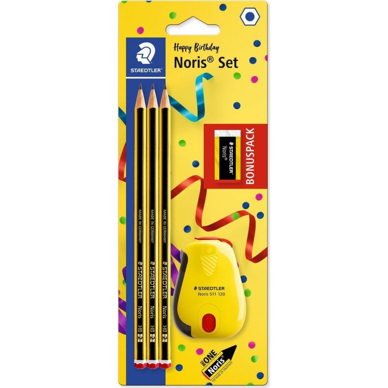 3 LAPIZ NORIS HB SET GOMA Y SACAPUNTAS STAEDTLER