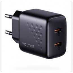 CARGADOR VOLTME USB C 2 PUERTOS NEGRO 20W