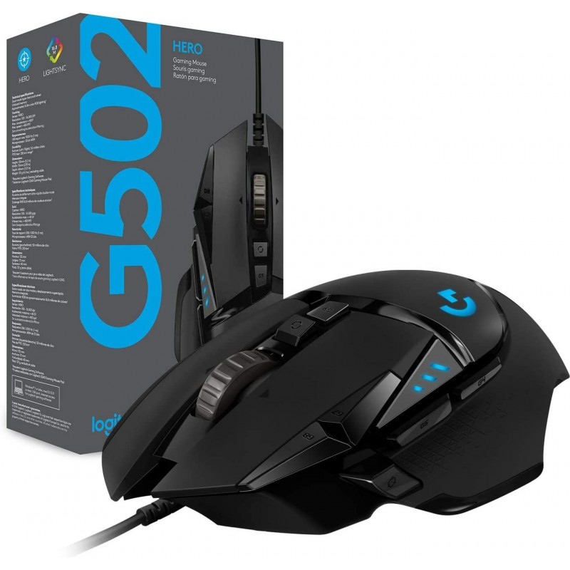RATON LOGITECH G502 HERO NEGRO CON CABLE