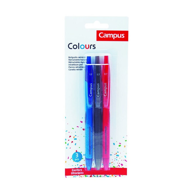 BOLIGRAFO CAMPUS COLOURS B3 AZUL ROJO NEGRO 0.7