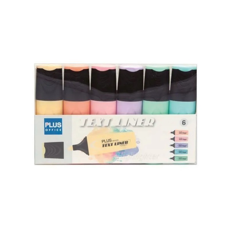 FLUORESCENTE PLUS TEXT LINER PASTEL 6 COLORES