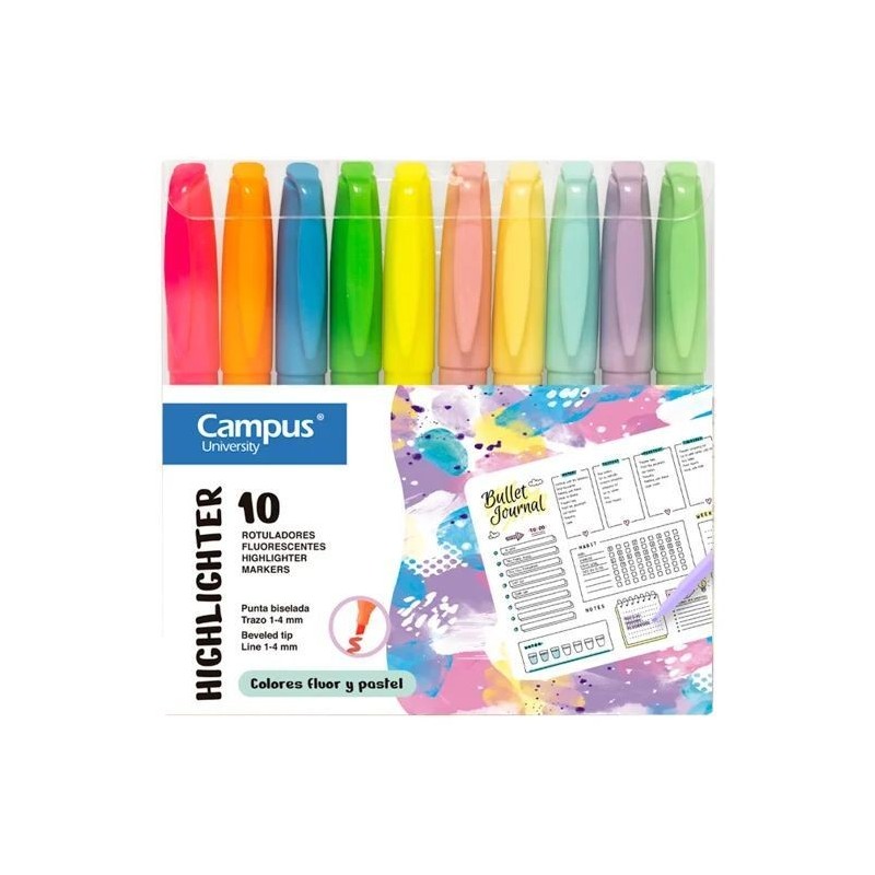 FLUORESCENTE PEN CAMPUS 10 COLORES
