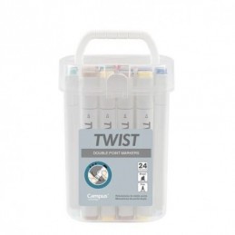 ROTULADOR TWIST DOBLE PUNTA 24 COLORES