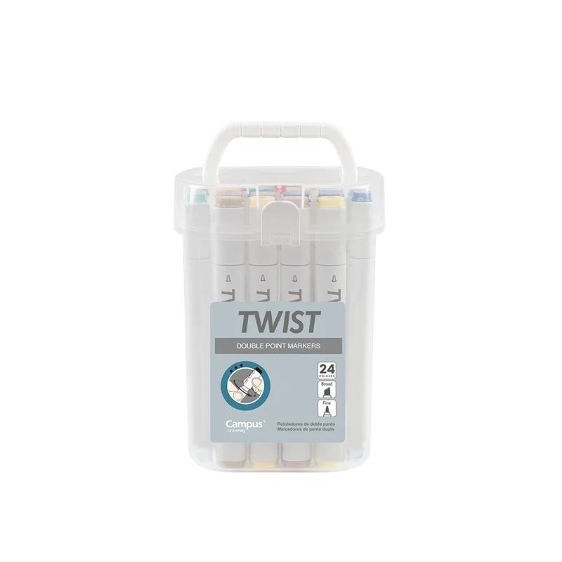 ROTULADOR TWIST DOBLE PUNTA 24 COLORES