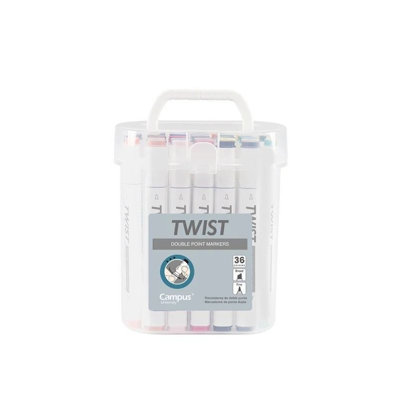 ROTULADOR TWIST DOBLE PUNTA 36 COLORES