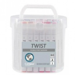 ROTULADOR TWIST DOBLE PUNTA 60 COLORES