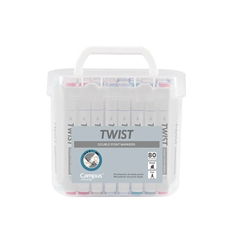 ROTULADOR TWIST DOBLE PUNTA 80 COLORES