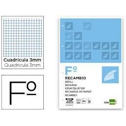RECAMBIO FOLIO 100 HOJAS CUADRO 3mm 4 TALADROS MAR