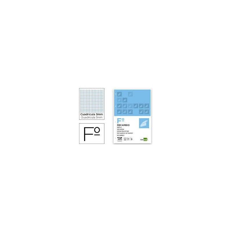 RECAMBIO FOLIO 100 HOJAS CUADRO 3mm 4 TALADROS MAR