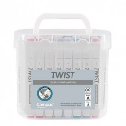 ROTULADOR TWIST DOBLE PUNTA 80 COLORES