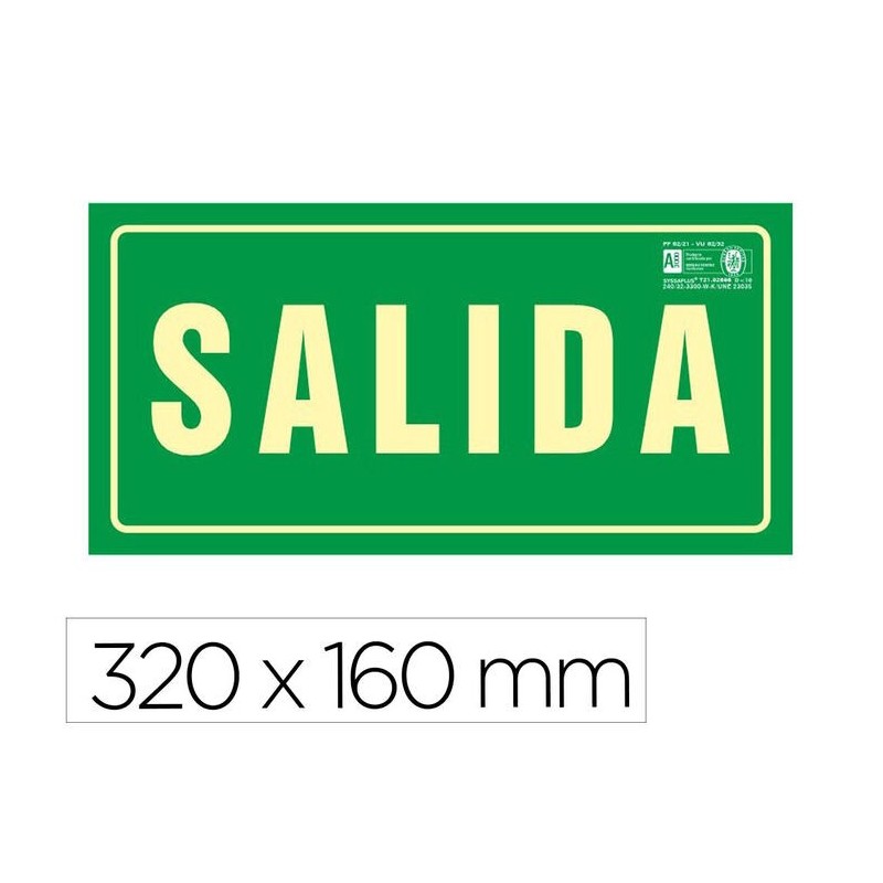 SEÑAL DE SALIDA PVC FOTOLUMINISCENTE 320x160MM
