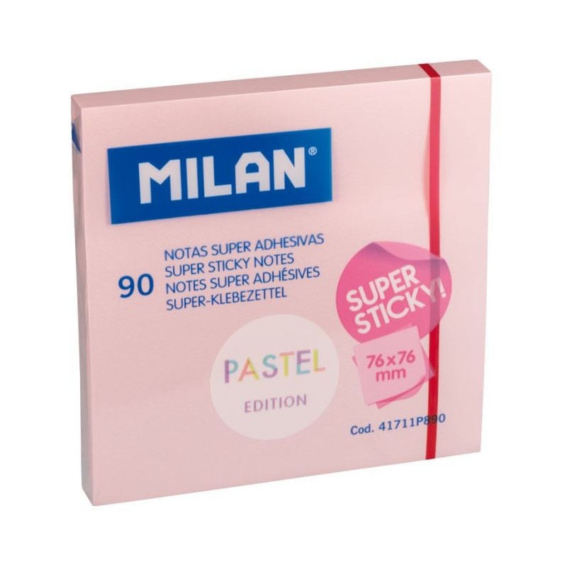 BLOC 90 NOTAS SUPER ADHES. 76x76mm ROSA PASTEL