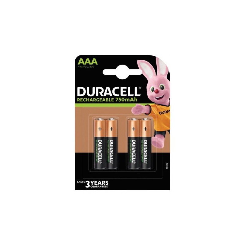 PACK 4 PILAS AAA DURACELL HR3-B/1.2V/RECARGABLES