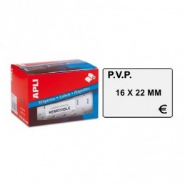 ETIQUETA ROLLO PVP EURO 16x22 BLANCA REMOVIBLE