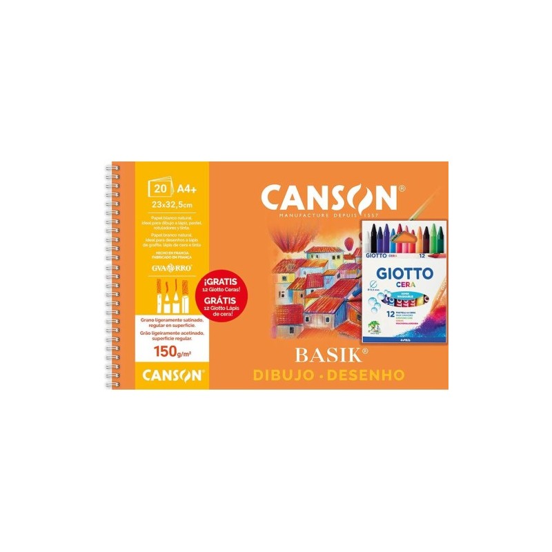 BLOC PAPEL BASIK A4+ 150GR 20H MAS 12 CERAS GIOTTO
