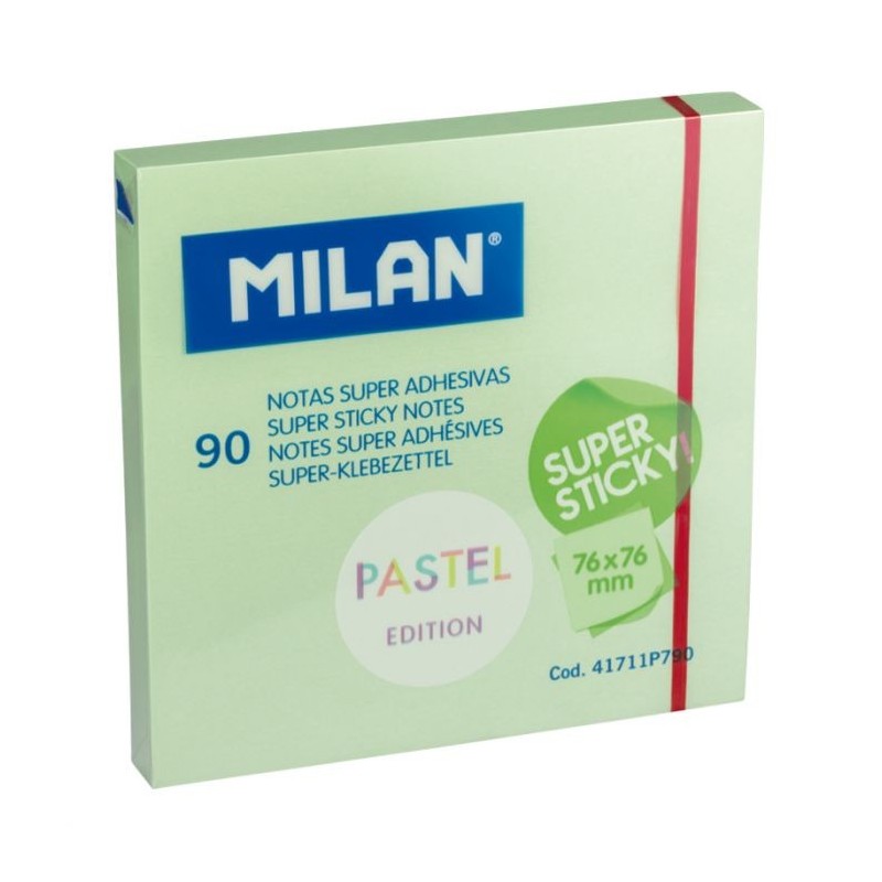BLOC 90 NOTAS SUPER ADHES. 76x76mm VERDE PASTEL