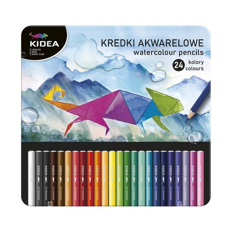 CAJA METALICA 24 LAPICES DE COLORES ACUARELA KIDEA