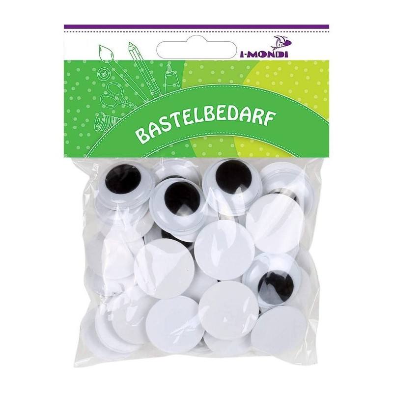 OJOS ADHESIVOS REDONDOS NEGRO MOVILES 40 UDS 2CM