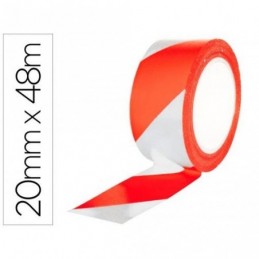CINTA ADHESIVA DE SEGURIDAD ROJA Y BLANCA 20Mx48MM