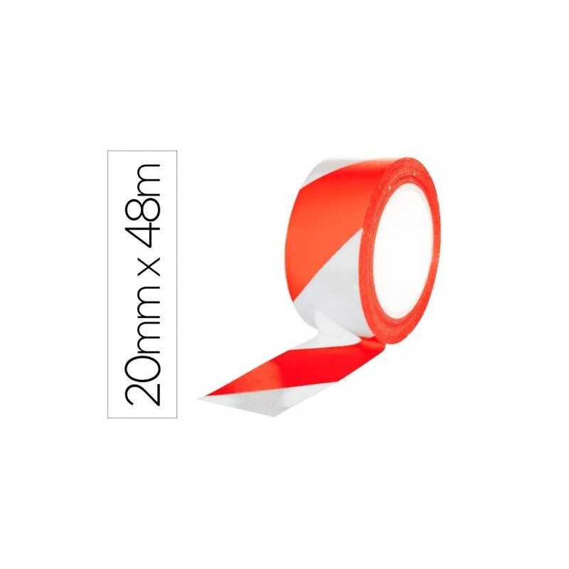 CINTA ADHESIVA DE SEGURIDAD ROJA Y BLANCA 20Mx48MM