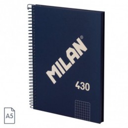 CUADERNOS A5 80GH ESPIRAL CUADRO 5X5 AZUL OSCURO