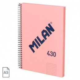 CUADERNOS A5 80GH ESPIRAL CUADRO 5X5 ROSA
