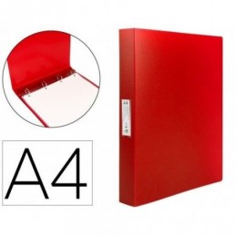 CARPETA LIDERPAPEL 4 ANILLAS 25MM ROJO TRANSLUCIDO
