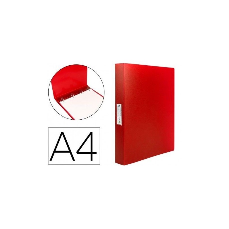 CARPETA LIDERPAPEL 4 ANILLAS 25MM ROJO TRANSLUCIDO
