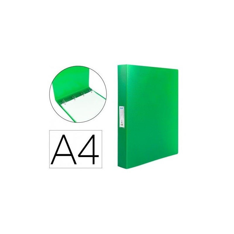 CARPETA LIDERPAPEL 4 ANILLAS 25MM VERDE MANZANA OP