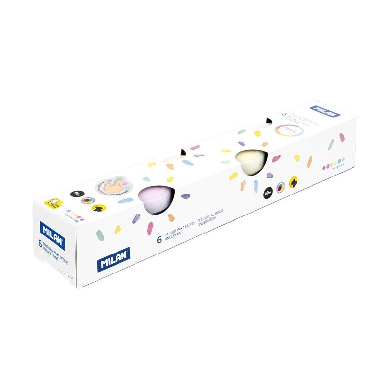 ESTUCHE 6 TARROS PINTURA DEDOS 40ML PASTEL