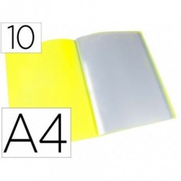 CARPETA 10 FUNDAS PP A4 AMARILLO FLUOR OPACO