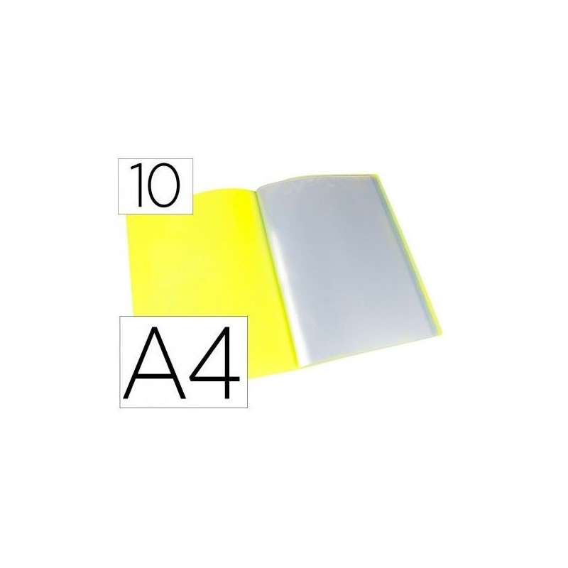 CARPETA 10 FUNDAS PP A4 AMARILLO FLUOR OPACO