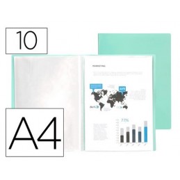 CARPETA 10 FUNDAS PP A4 VERDE MANZANA OPACO