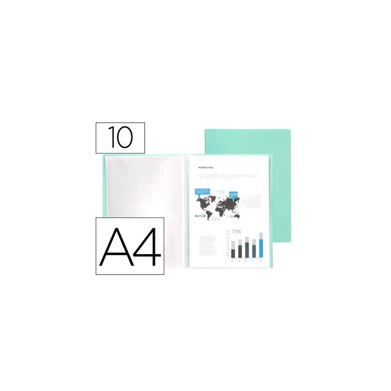 CARPETA 10 FUNDAS PP A4 VERDE MANZANA OPACO