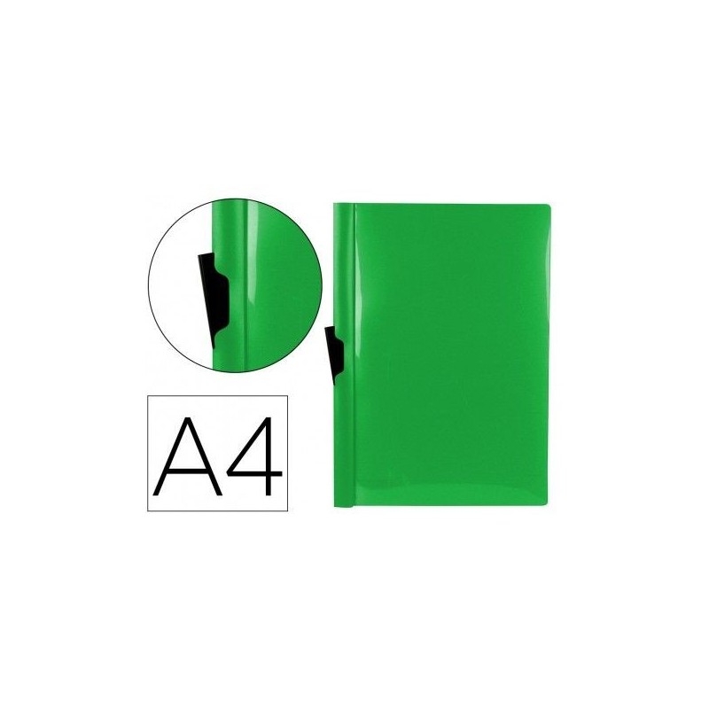 CARPETA DOSSIER PINZA LATERAL PP A4 60H VERDE TRAN