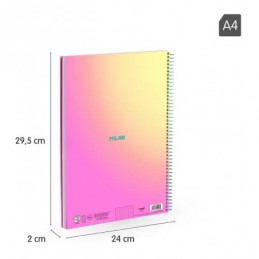 CUADERNO A4 SUNSET ROSA 90H ESPIRAL CUADRO 5x5