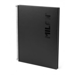 CUADERNO A4 80H ESPIRAL LINEAS SHADOW NEGRA