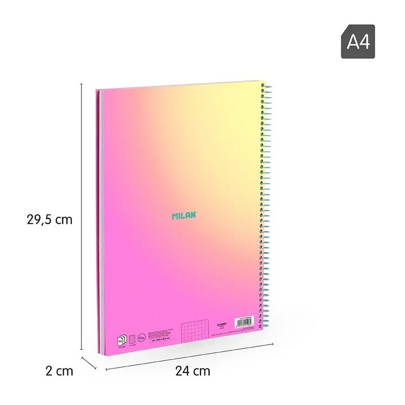 CUADERNO A4 SUNSET ROSA 90H ESPIRAL CUADRO 5x5