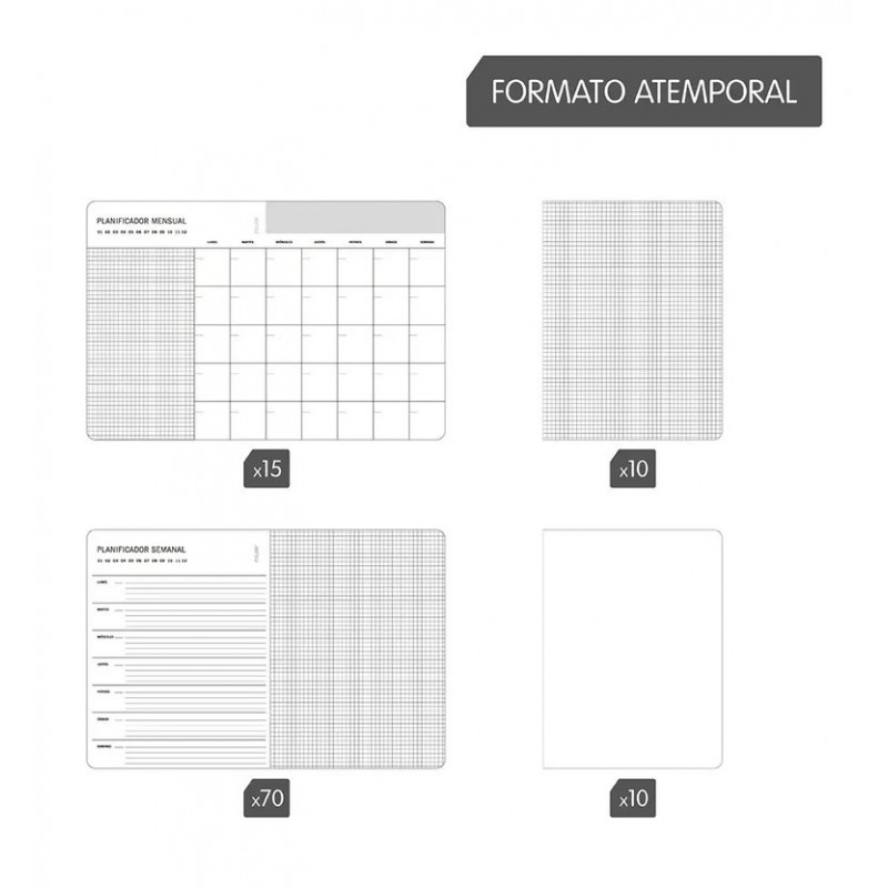 PLANIFICADOR SEMANAL MENSUAL SHADOW NEGRO