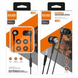 AURICULAR ESTEREO CON MICROFONO NEGRO IDUSO H17A