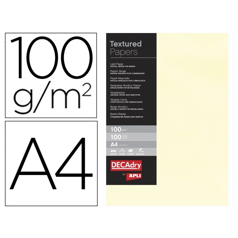 APLI 100 HOJAS DE PAPEL VERJURADO 100GR 100GR A4